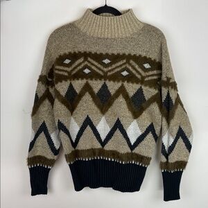 a.n.a Textured Knit Aztec Sweater in Beige, Olive, and Gray/ Size medium